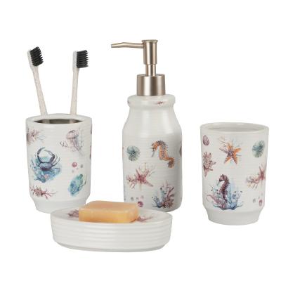 China New Viable Promotional Model Printing Ceramic Good Quality Household Hotel Bathroom Set for sale