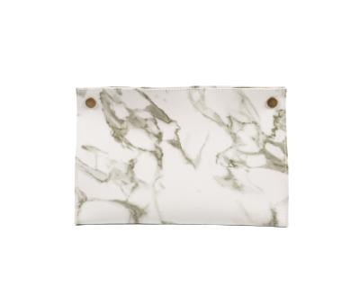 China Eco-friendly PU Tissue Box Marble Design Metal Button Tissue Box for sale