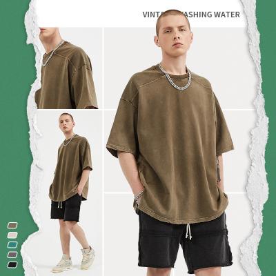 China 2022 High Quality Anti-Wrinkle T-shirts Men's Vintage T-shirt Drop Shoulder T-shirt Oversized T-shirt Men's T-shirt for sale