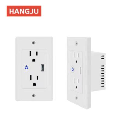 China Tuya Commercial Smart Wireless WIFI American APP US Standard Wall Socket With USB Port With Alexa Voice Control for sale