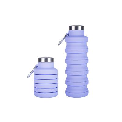 China Viable collapsible water bottle, reusable BPA free silicone collapsible water bottle for travel gym camping hike for sale