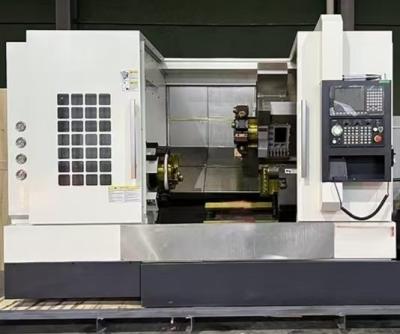 China TCK630 1000mm Metalldrehzentrum Flachbett CNC Drehmaschine mit angetriebenem Turm zu verkaufen