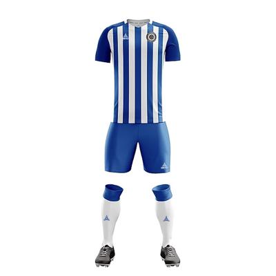 China Custom quick dry sublimation printing soccer jersey striped blue football kits for football club for sale