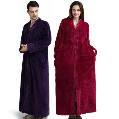 China Wholesale women's sleepwear men's and girls' pajamas autumn and winter fashion breathable coral fleece flannel nightgown for sale