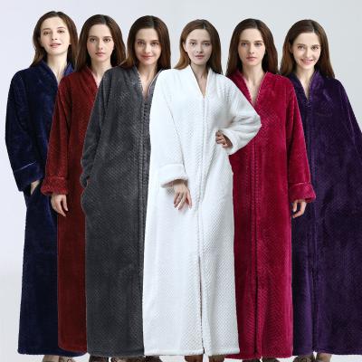 China New Autumn/Winter Zipper Nightgown Flannel Couples Pajamas Cotton Sleepwear Breathable Padded Warm Women Set for sale