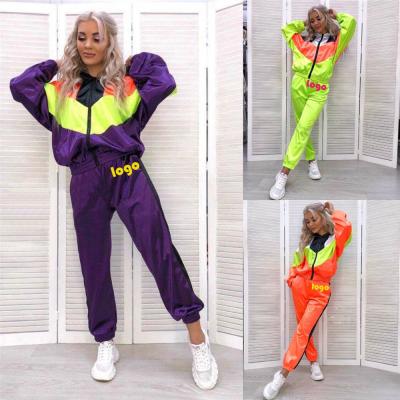 China Logo New Design Jogger Zipper Custom Made Breathable Teams Two Piece Set Workout Women Autumn Ladies Sportsuit Patchwork Tracksuit for sale