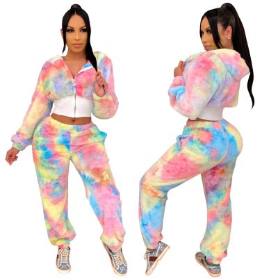 China Fashion Casual Women's Long Sleeve Suit, Island Fleece Tie Dye Color Suit for sale