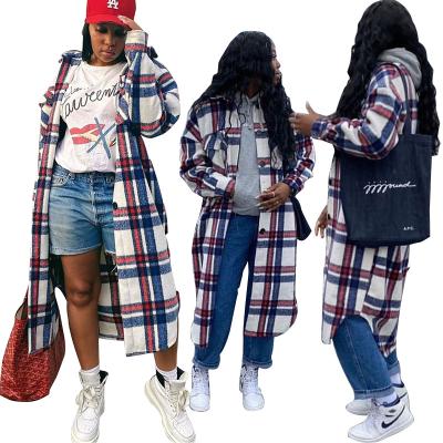 China 2020 Fashion Casual Long Plaid Cardigan Swallowtail Slit Classic Coat Leisure for sale