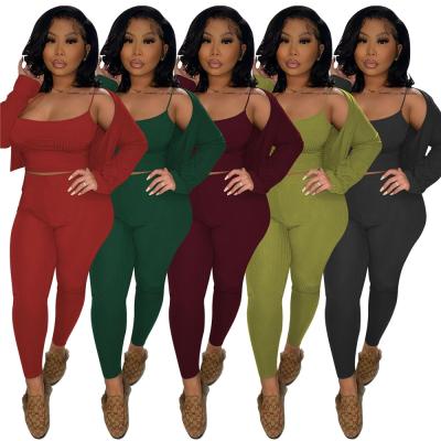 China 2021 Trendy Women's Viable Stretch Casual Fashion Autumn Tight Solid Color Temperament 2 Pieces Set Women for sale