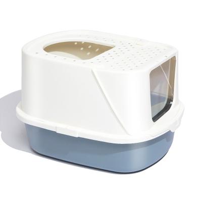 China Viable Wholesales Semi Closed Large Basin Splash-proof Top-Open Type Cat Litter Box Litter Box for sale