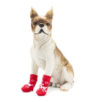 China Durable Pet Anti-Slip Socks For Indoor Use 4 Pieces Pet Traction Paw Control Protectors With Grips And Rubber Christmas Knit Dog Socks for sale