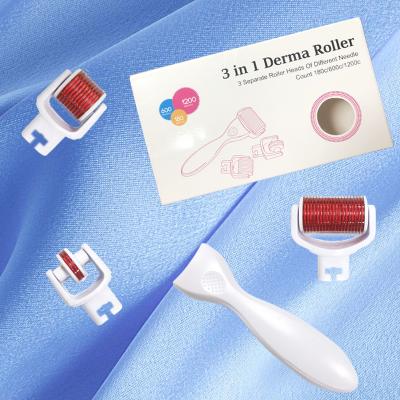 China Anti-Puffiness Customize Medical Grade Skin Care Microneedle Dermaroller Anti Aging System Kit Derma Roller 3 in 1 for sale