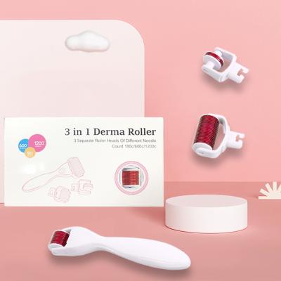 China Anti-Puffiness 3 in 1 Skin Care Set Microneedle Roller System for Wrinkles and Anti Aging 3 in 1 Derma Roller Kit for sale