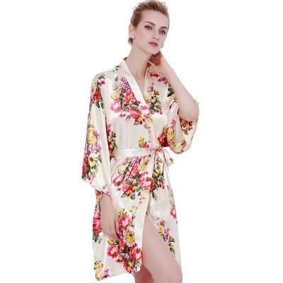 China Breathable 803 Satin Bride Bathrobe And Floral Bridesmaid Robe For Bridal Sleepwear for sale