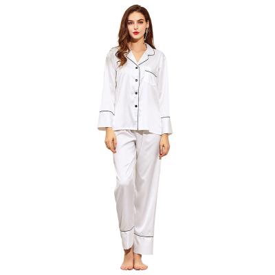 China GTS Breathable Popular Factory Wholesale Lady Silk Satin Home Use Women Sleepwear Long Sleeve Pajamas for sale