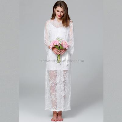 China 2018 NEW ARRIVAL Breathable Tea Length Wedding Bridal Honeymoon White Lace Long Dress for sale