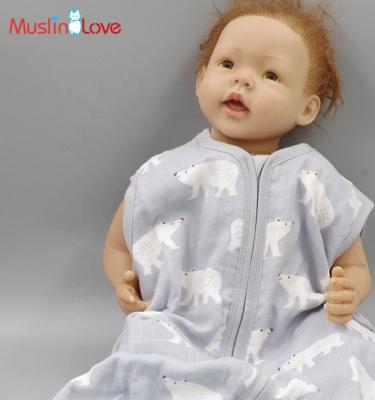 China Breathable Cotton Muslin Love Organic Muslin Baby Sleeping Bag for sale