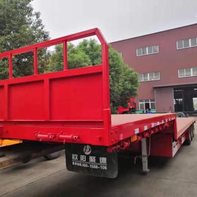 China SPECIAL TRUCK TRAILER CUSTOMIZED 3 AXLES GOOSE LONG NECK FLATBED TRAILER WITH FRONT PARTITION FOR SALE for sale