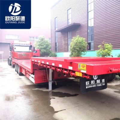 China Ouyangjude truck trailer do motorcycle or electric equipment transportation low gooseneck flatbed semi trailer on sale for sale