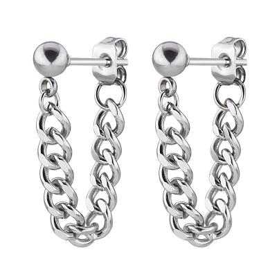 China 2021 Direct Selling High Quality Fashion All-match Cheap Jewelry Stainless Steel Unisex Chain Stud Earrings for sale