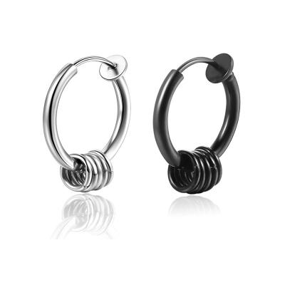 China High Quality New Arrival No Need To Pierce Silver And Black Gun Plated Jewelry Earings 5 ​​Circle Ear Clip Dangle Earrings Small for sale