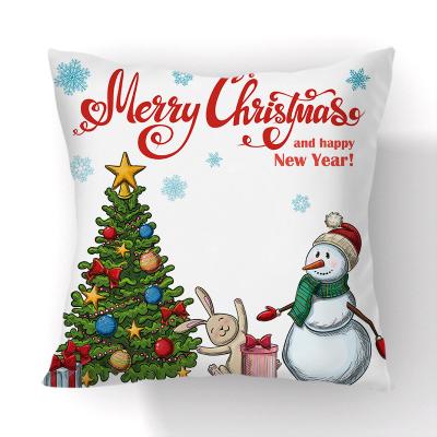 China New Christmas Anti-Static Border Pillowcase Printed Short Plush Living Room Bedroom Sofa Cushion Home Pillowcase for sale