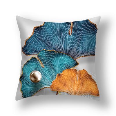 China New Products Car Cushion Sofa Cushion Short Plush Ginkgo Leaf Green Gold Pillow Cover Anti-static Wholesale for sale