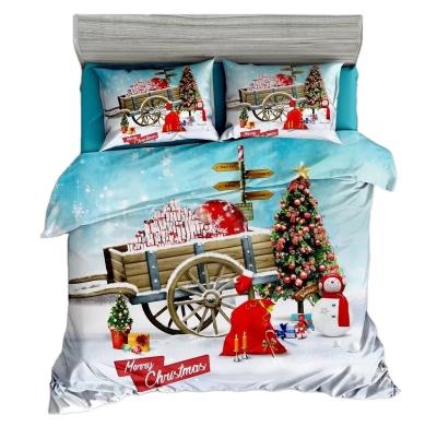 China Anti-pilling Christmas Duvet Cover Set Happy Santa Claus Quilt Set With Pillowcase Cartoon Merry Christmas Bedding Set for sale