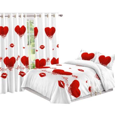 China Wholesale High Quality Hundreds Designs Microfiber Sanding Sheet Duvet Cover Bedding HEATER Set With Curtains for sale