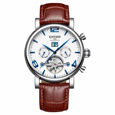 China Waterproof Male Clock Clocks Mannen Date KINYUED Top Brand Watch Mens Mechanical Skeleton Automatic Calendar Luxury Automatic Watches for sale