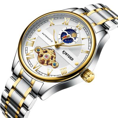 China KINYUED Moon Phase Brand Luxury Men's Automatic Mechanical Wrist Watch Self-Wind Moon Phase Watch Stainless Steel Tourbillon Clocks mannen for sale