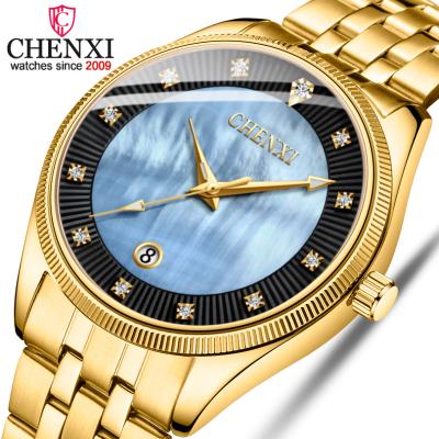 China CHENXI Fashion Gold Men's Quartz Wristwatches Luxury Brand Man Business Shell Dial Clock Dress Relogio Masculino for sale