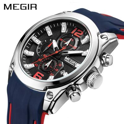 China Blue Water Resistant MEGIR Sport Watch Men Silicone Chronograph Quartz Man Watches Synchronize Brand Luxury Wristwatch Relogio Masculino Reloj Hombre for sale