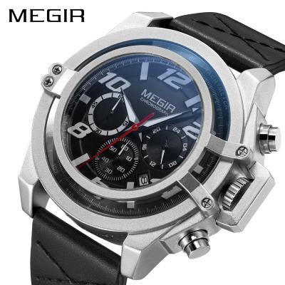 China MEGIR Fashion Sport Creative Men's Water Resistant Watches Men Chronograph Quartz Clock Man Leather Military Waterproof Watch Relogio Masculino for sale