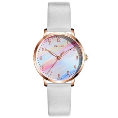 China Automatic Date ANANKE Ladies Fashion Watch Classic Business Rainbow Dial Leather Strap 3M Life Waterproof Japanese Quartz Movement Luxury Watch for sale