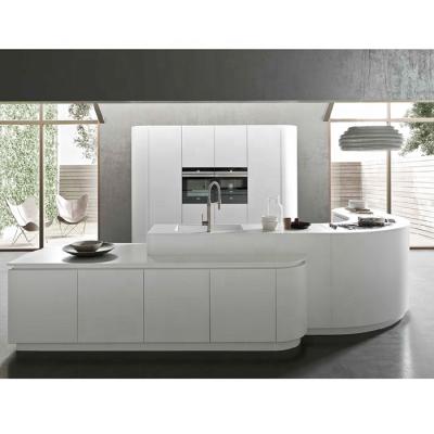 China 2019 Contemporary Hangzhou Vermont Villa Bedroom White Modern L Shape Island MDF Flat Curved Wooden Sideboard for sale