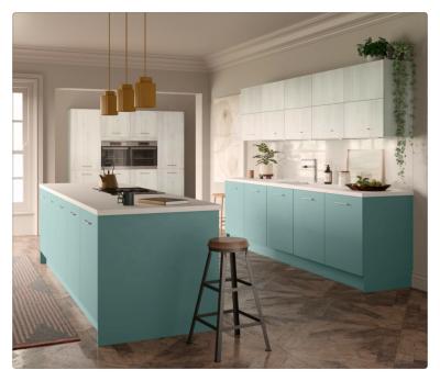 China 2021 Environment Friendly Hangzhou Vermont Light Blue Lacquer Kitchen Customized Kitchen Cabinets Modern Design for sale