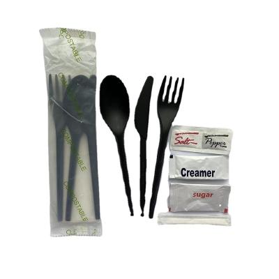 China Disposable Compostable Cutlery Sets In PLA Bag For Takeout for sale