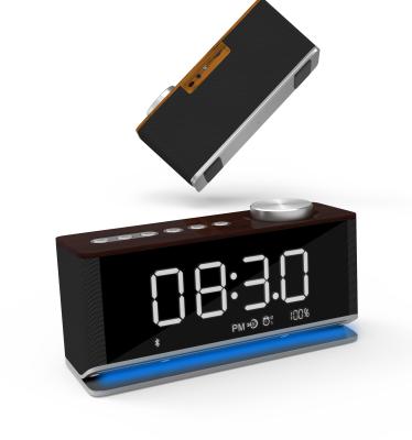 China 5W Alarm Clock Portable Desktop Display Digita Wireless Speaker with USB FM for sale