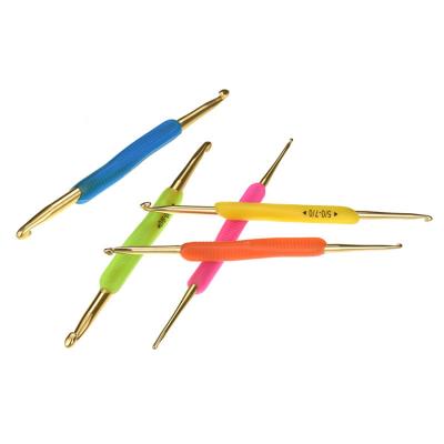 China Hand Sewing Wholesale Double Head Crochet Hook Set Colorful Plastic Crochet Hook For Knitting Tools for sale