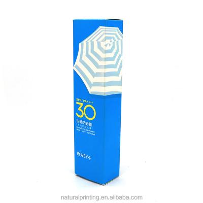 China Custom Recycled Sunscreen Cosmetic Cardboard Packaging Box Small Batch Materials White Color Box Custom for sale