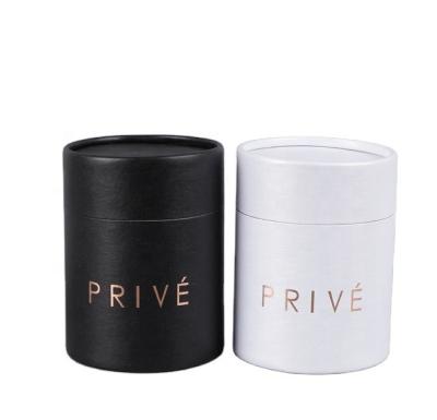 China Recycled Materials Custom Biodegradable Paper Tube Round Black Beauty Cardboard Candle Perfume Round Cylinder Skin Care Cosmetic Packaging Box for sale