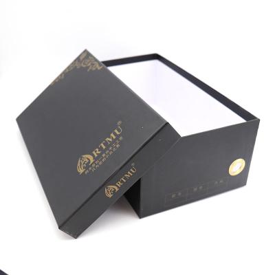 China Handmade Fashion Custom Logo Printed Cardboard Shoes Packaging Storage Gift Box Coated Paper Packaging Black Shoe Box for sale