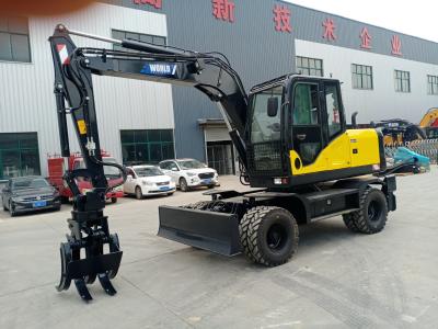 China China Mechanic Wheel Type Excavator With Grapple For Wood Or Grass Te koop