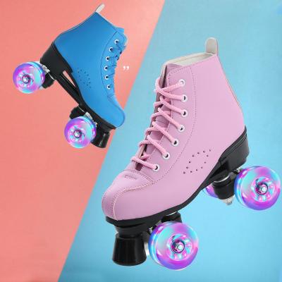 China 2022 Hot Selling Factory High Quality Unisex Two-Row Twinkle Roller Flashing Quad Skates Wheel Skating Shoes Unisex For Woman And Man for sale