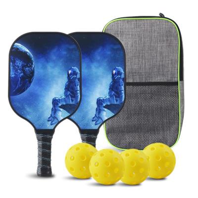 China Outdoor or Indoor Game USAPA Approved Carbon Fiber Pickleball Paddle Set 2 Racket 4 Balls With 1carrying Bag Pickleball Rackets Set for sale