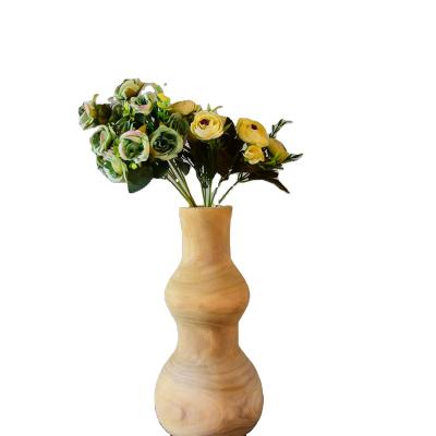 China Traditional Wholesale Paulownia Wooden Vase Flower Vase Handmade Wooden Home Decorative for sale