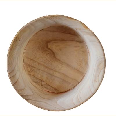 China High Quality Solid Wood Salad Bowl Food Round Wooden Europe Kitchen Tableware Bowl for sale