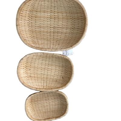 China Willow Large Tray Basket and Willow Plate Set oval handmade viable wholesale of 3 for sale