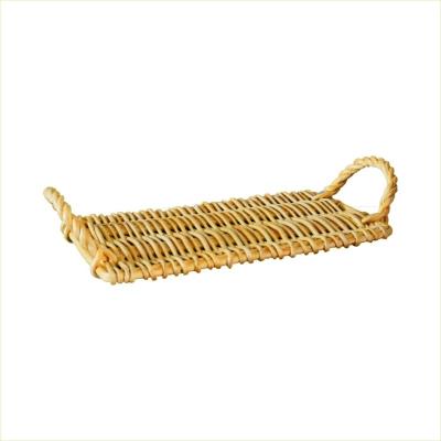 China Willow's Sustainable Hotel Handmade Fruit Breakfast Bread Woven Handcraft Wicker Food Serving Tray for sale